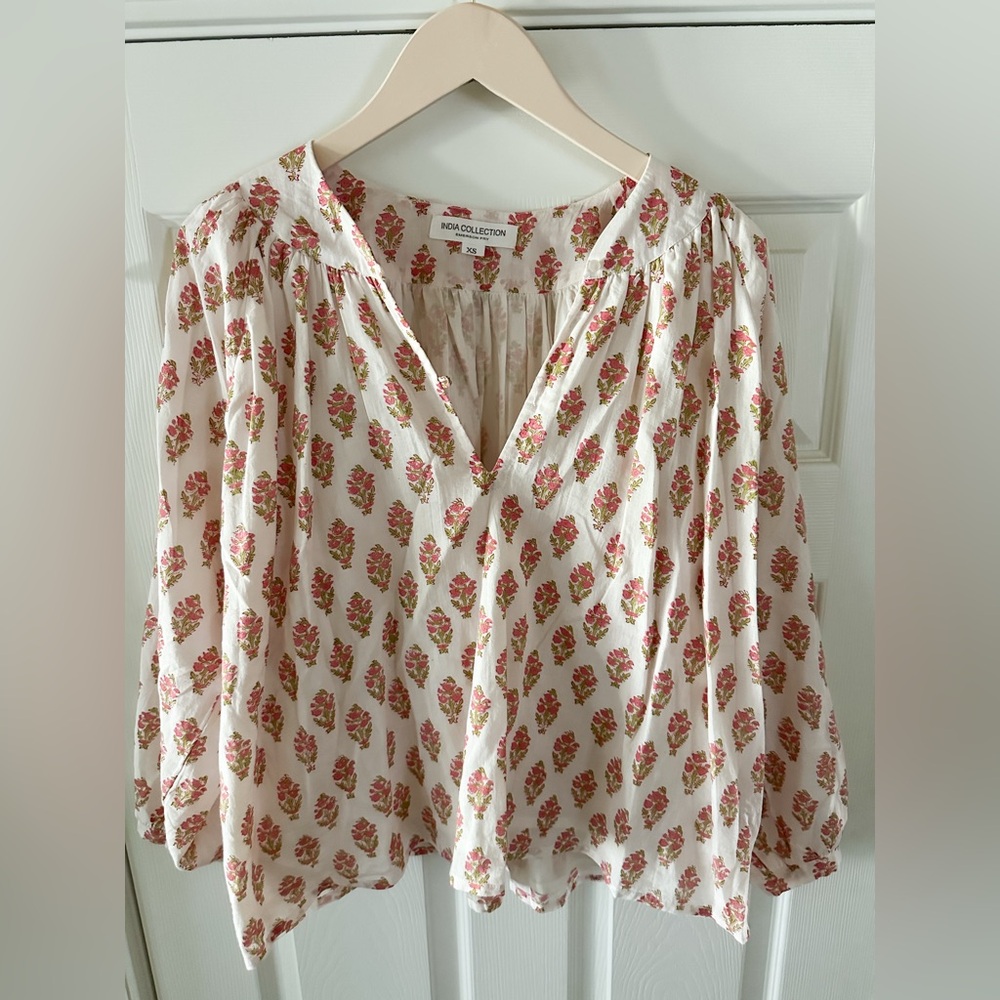 Emerson Fry White and Red Patterned Blouse